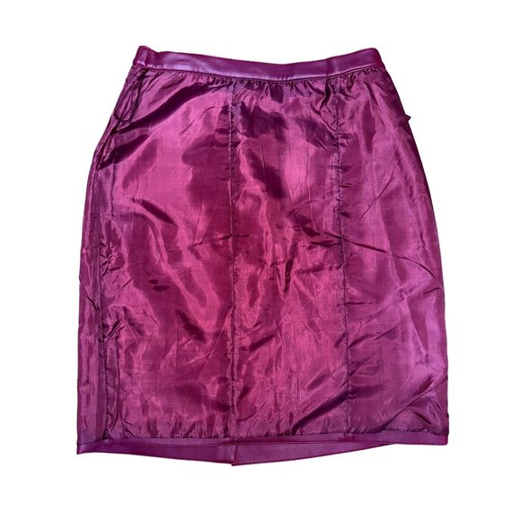 CCC Vintage Burgundy Faux Leather Pencil Skirt Decorative Button Liner Size Larg - Picture 4 of 7